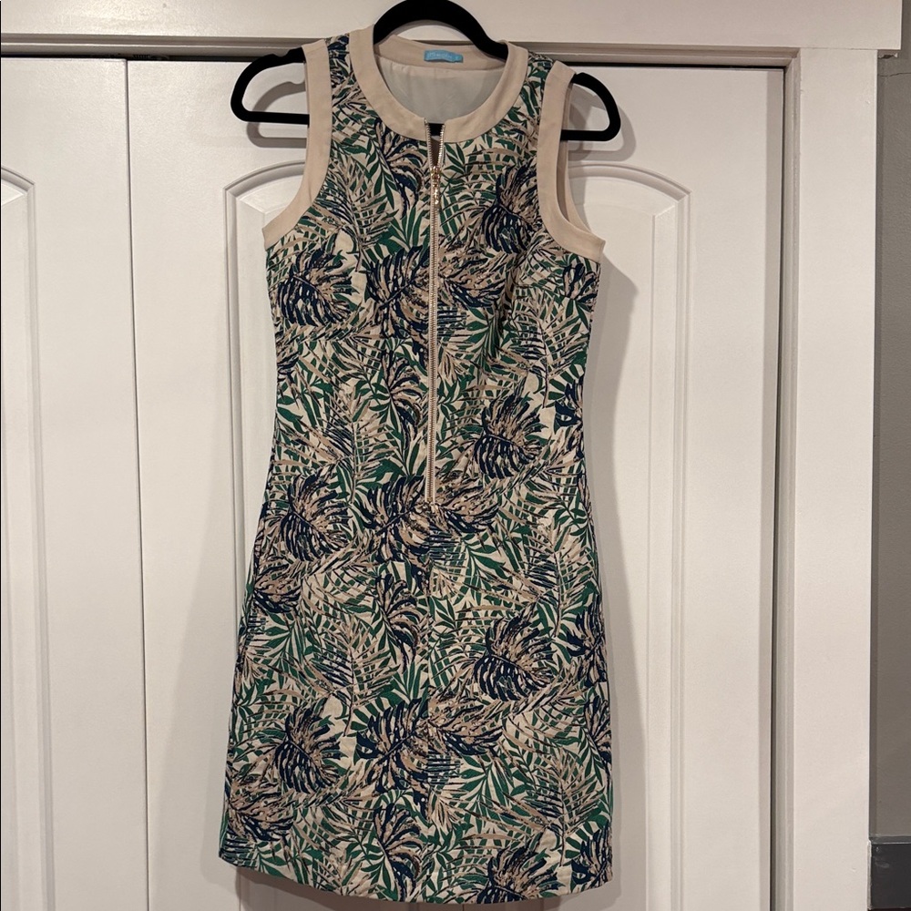 J. McLaughlin floral jacquard Tropical Leaf Print Mini Dress size‎ 0